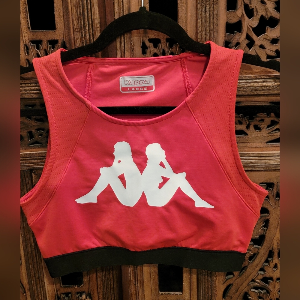 Kappa Kombat Active Red and Black Sports Bra, Size Large
